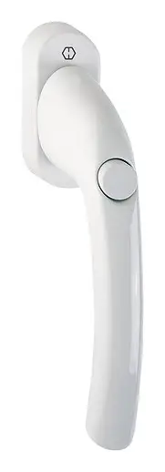 Hoppe Tokyo Aluminium-Dreh-/Kipp-Fenstergriff 0710SV/U26 (Stift 35 mm) mit Druckknopf, selbstsperrend - verkehrsweiß Expressversand