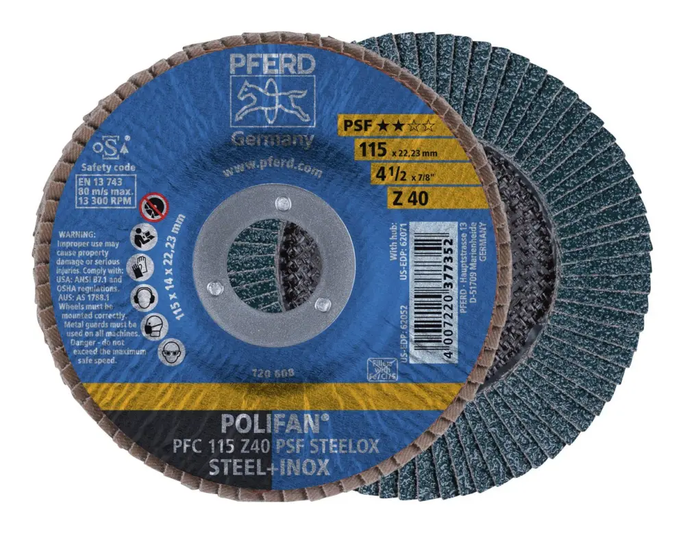 Neu Im Sortiment Pferd Fächerschleifscheibe Z 40PSF gerade 125 mm K40