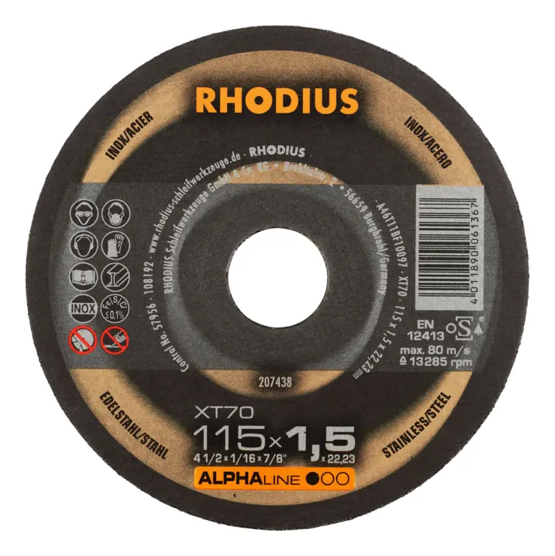 Meistverkauft Rhodius ALPHAline XT70 Extradünne Trennscheibe - 115 x 1 x 22,23 mm