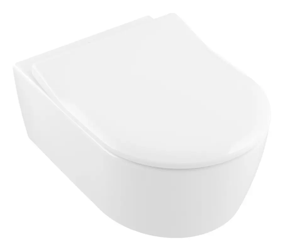 Mega-Angebot Villeroy & Boch Avento Combi-Pack Tiefspül-WC DirectFlush wandhängend mit SlimSeat 370 x 530 x 315 mm - Weiß Alpin mit CeramicPlus