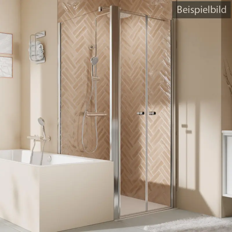 Breuer Elana 2.0 rund Badewannenseitenwand für Pendeltür (auf Wanne) Wandanschlag links Bronce getönt 90 cm - Alu Chromeffekt Markenprodukt