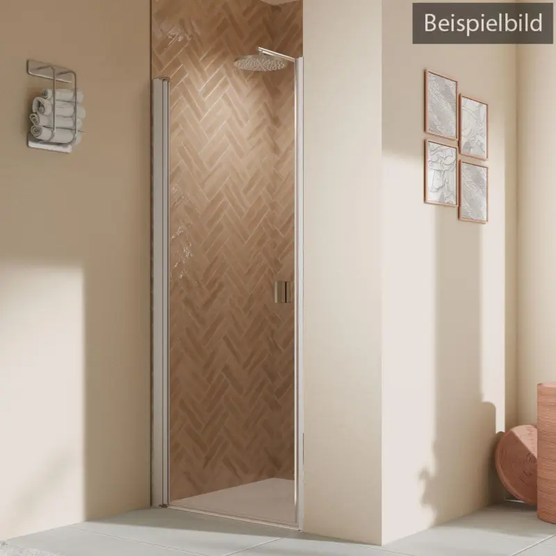 Breuer Elana 2.0 eckig Drehtür für Nische oder Badewannenseitenwand (auf Wanne) Türanschlag links Terrazzo 80 cm - Weiß matt Echt