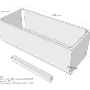 Nur Heute Schröder Wannentechnik Malibu Plus Badewannenträger 1700 x 750 mm