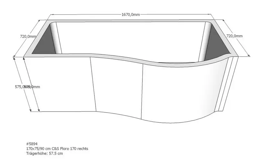 Schröder Wannentechnik Flore Badewannenträger rechts 1700 x 750 mm Must-Have