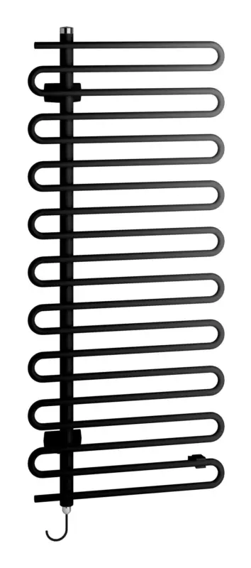 Rabatt Kermi Icaro-E Bad- und Wohnheizkörper WWS - Regler Ausführung rechts 400 x 1421 x 58 mm - Schwarz Soft (RAL 9005 MT) / Schwarz