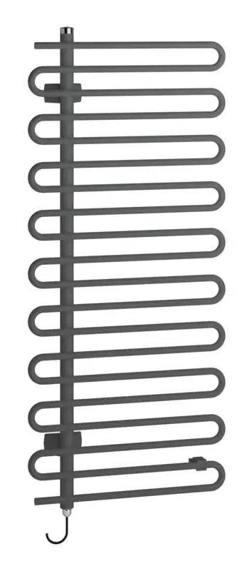 Bestpreis Kermi Icaro-E Bad- und Wohnheizkörper WRS - Regler Ausführung links 600 x 1421 x 58 mm - Graphit Metallic / Schwarz