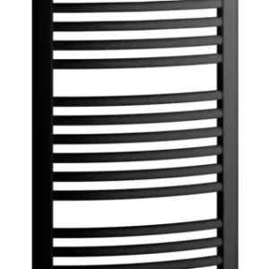Kermi Basic R-E Bad- und Wohnheizkörper WWS - Regler Ausführung rechts gebogen 599 x 1172 x 35 mm - Schwarz Soft (RAL 9005 MT) / Schwarz Highlight