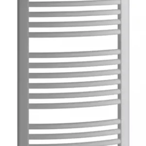 Aktuell Kermi Basic R-E Bad- und Wohnheizkörper WWS - Regler Ausführung rechts gebogen 899 x 1172 x 35 mm - Glanzsilber / Weiß