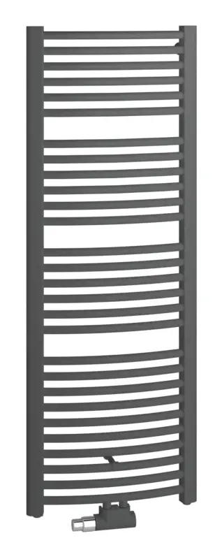 Aktuell Kermi Basic R-E Bad- und Wohnheizkörper WWS - Regler Ausführung rechts gebogen 450 x 1448 x 35 mm - Graphit Metallic / Schwarz