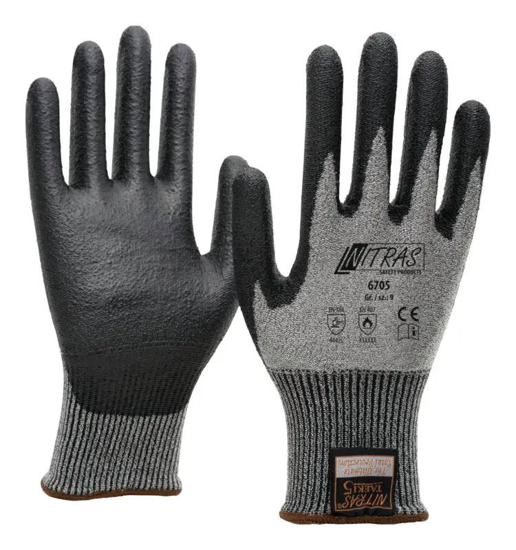 Versand Am Gleichen Tag Nitras Schnittschutzhandschuh, Taeki5, PU-beschichtet, Größe 2XL(Verpackungseinheit: 10Paar)