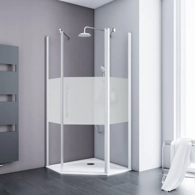 Schulte Alexa Style 2.0 Fünfeckdusche mit Drehtür 1-teilig Dezent Alpinweiß 90 x 90 cm / 192 cm Meistverkauft