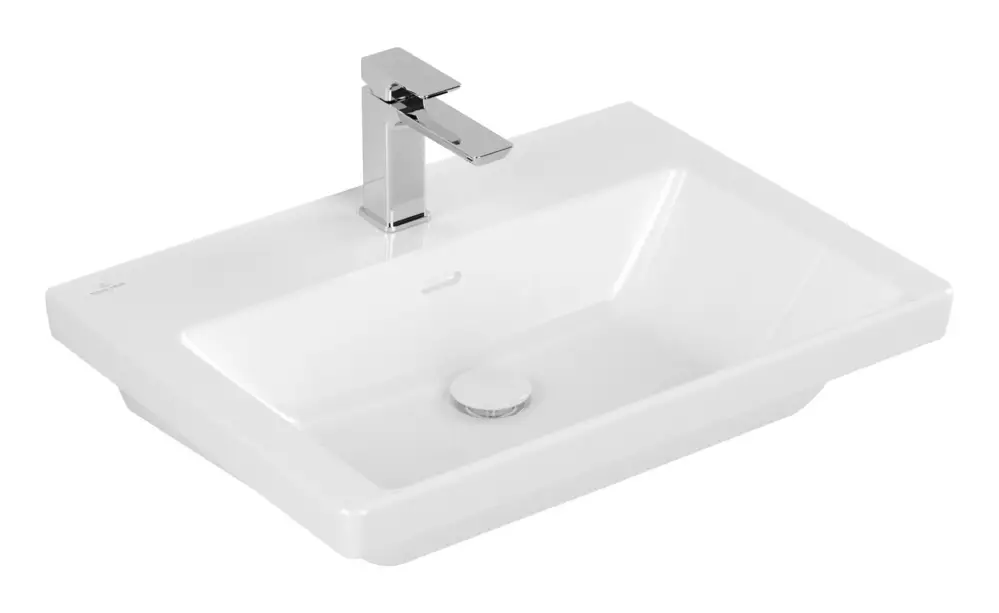 Neue Kollektion Villeroy & Boch Subway 3.0 Schrankwaschtisch ohne Überlauf mit 1 Hahnloch 650 x 470 x 165 mm - Weiß Alpin mit CeramicPlus