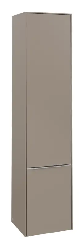 Markenprodukt Villeroy & Boch Subway 3.0 Hochschrank 2 Türen Anschlag links 400 x 346 x 1710 mm - Taupe / Aluminium glänzend