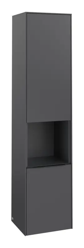 Villeroy & Boch Subway 3.0 Hochschrank 1 offenes Fach 2 Türen Anschlag links 400 x 346 x 1710 mm - Graphite / Volcano Black Kracherpreis