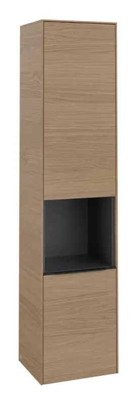 Abverkauf Villeroy & Boch Subway 3.0 Hochschrank 1 offenes Fach 2 Türen Anschlag links 400 x 346 x 1710 mm - Nordic Oak / Volcano Black