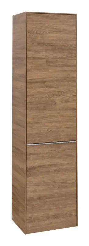 Villeroy & Boch Subway 3.0 Hochschrank 1 Tür 1 Wäscheklappe Anschlag rechts 450 x 346 x 1710 mm - Kansas Oak / Aluminium glänzend Abverkauf