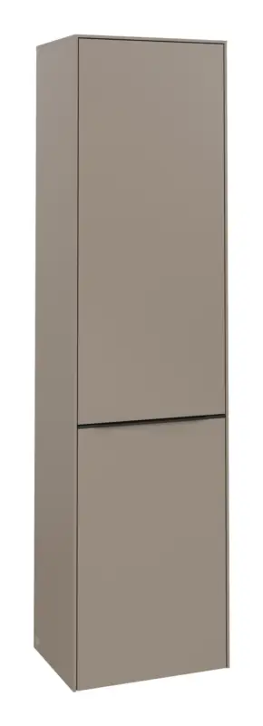Billig Villeroy & Boch Subway 3.0 Hochschrank 1 Tür 1 Wäscheklappe Anschlag rechts 450 x 346 x 1710 mm - Taupe / Volcano Black