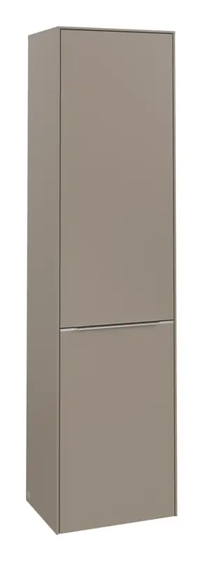 Villeroy & Boch Subway 3.0 Hochschrank 1 Tür 1 Wäscheklappe Anschlag links 450 x 346 x 1710 mm - Taupe / Aluminium glänzend Letzte Chance