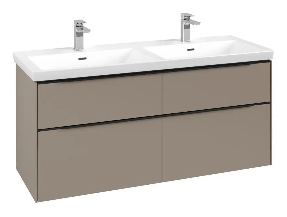 Nur Für Kurze Zeit Villeroy & Boch Subway 3.0 Waschbeckenunterschrank für Becken mittig 4 Auszüge 1272 x 576 x 462 mm - Taupe / Volcano Black