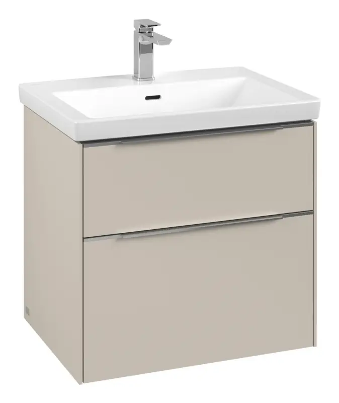 Knallerangebot Villeroy & Boch Subway 3.0 Waschbeckenunterschrank für Becken mittig 2 Auszüge 622 x 576 x 462 mm - Cashmere Grey / Aluminium glänzend