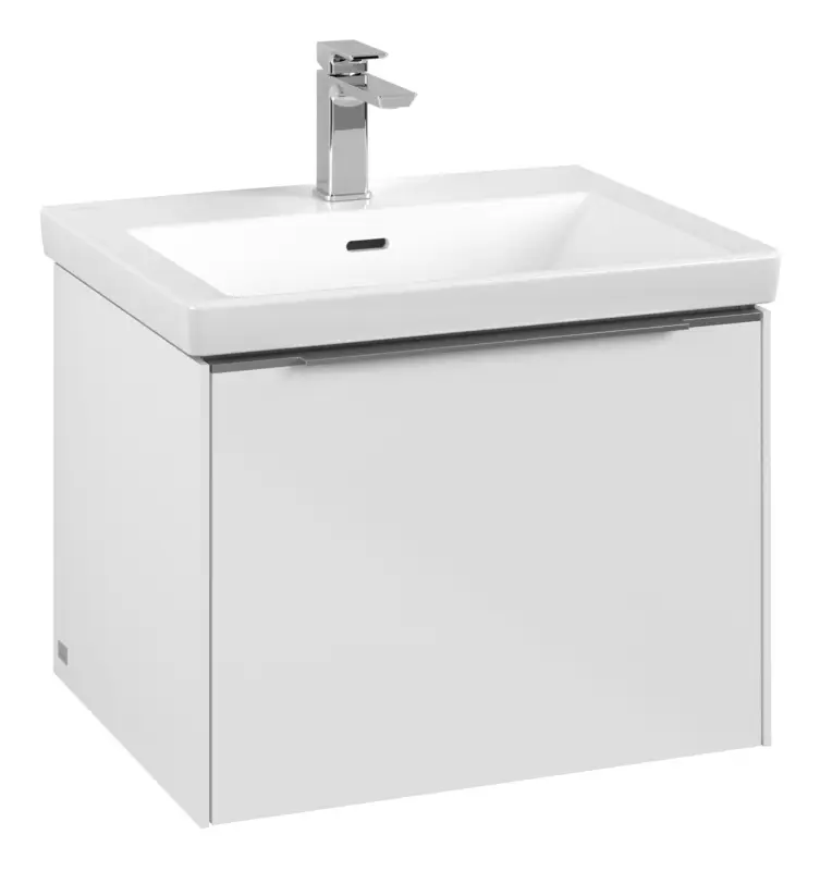 Super-Preis Villeroy & Boch Subway 3.0 Waschbeckenunterschrank für Becken mittig 1 Auszug 572 x 429 x 462 mm - Brilliant White / Aluminium glänzend
