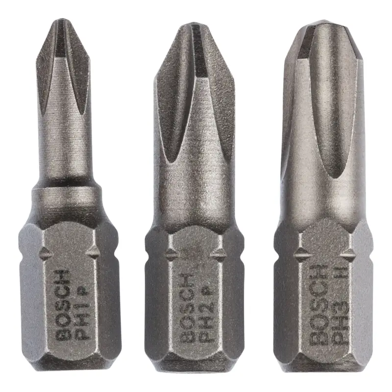 Bosch Zubehör Schrauberbit-Set Extra-Hart - PH1, PH2, PH3 x 25 mm, 3-teilig(Verpackungseinheit: 5Stück) Zertifiziert