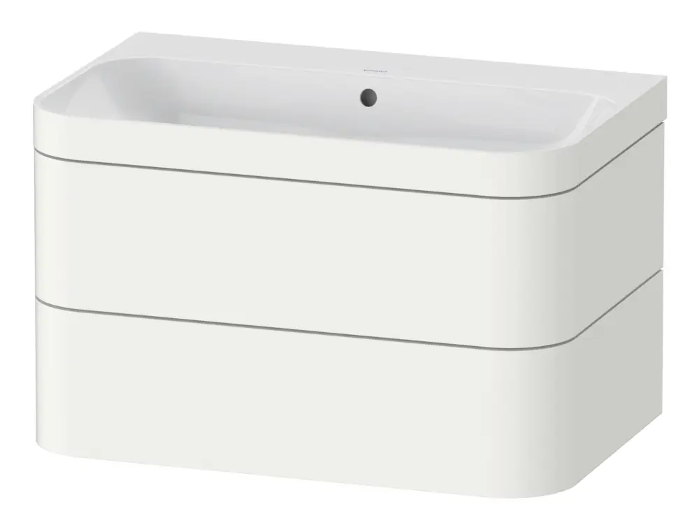 Beliebt Duravit Happy D.2 Plus c-bonded Komplett-Set wandhängend mit 2 Auszügen ohne Hahnloch 775 x 480 x 490 mm - Weiß Seidenmatt