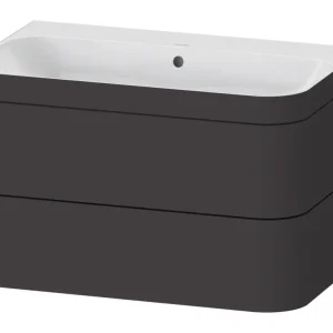 Duravit Happy D.2 Plus c-bonded Komplett-Set wandhängend mit 2 Auszügen ohne Hahnloch 775 x 480 x 490 mm - Graphit Supermatt Top-Seller
