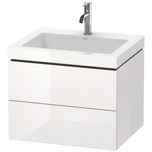 Duravit L-Cube c-bonded Komplett-Set mit 2 Auszügen mit Hahnloch ohne Überlauf 600 x 500 x 480 mm - Graphit Supermatt Markenprodukt