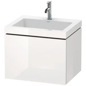 Duravit L-Cube c-bonded Komplett-Set mit 1 Auszug mit Hahnloch ohne Überlauf 600 x 500 x 480 mm - Eiche Schwarz Matt Neuheit