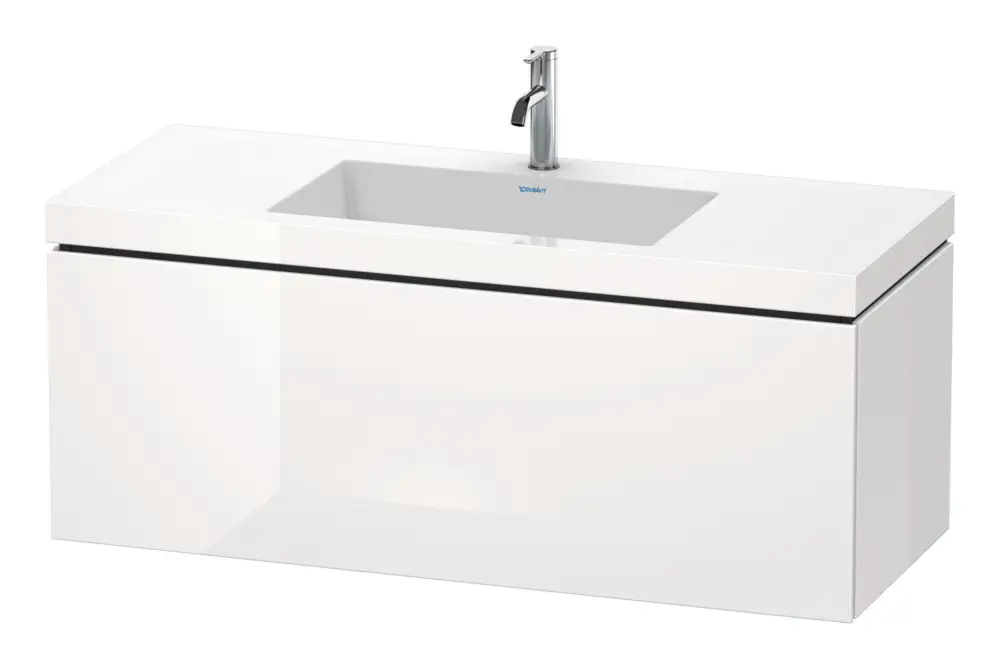 Neue Ware Duravit L-Cube c-bonded Komplett-Set mit 1 Auszug mit Hahnloch ohne Überlauf 1200 x 500 x 480 mm - Eiche Natur Matt