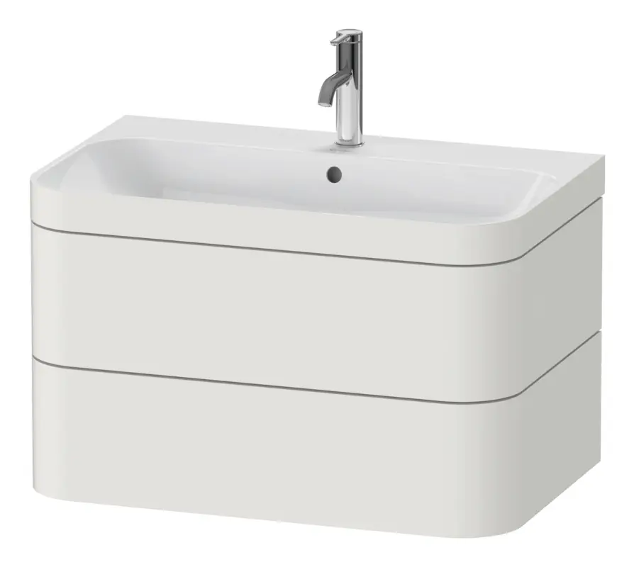 Zertifiziert Duravit Happy D.2 Plus c-bonded Komplett-Set wandhängend mit 2 Auszügen mit 1 Hahnloch 775 x 480 x 490 mm - Nordic Weiß Seidenmatt