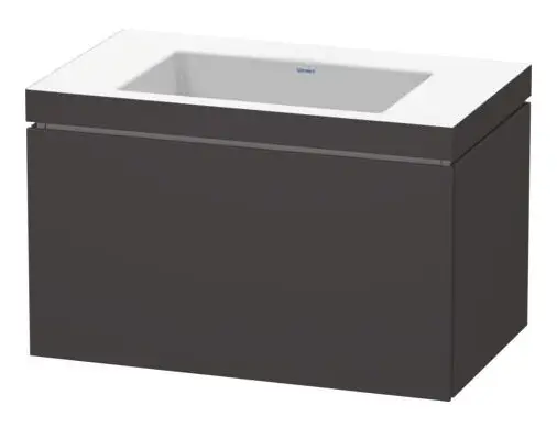 Rabatt Duravit L-Cube c-bonded Komplett-Set mit 1 Auszug mit Hahnloch ohne Überlauf 800 x 500 x 480 mm - Graphit Supermatt
