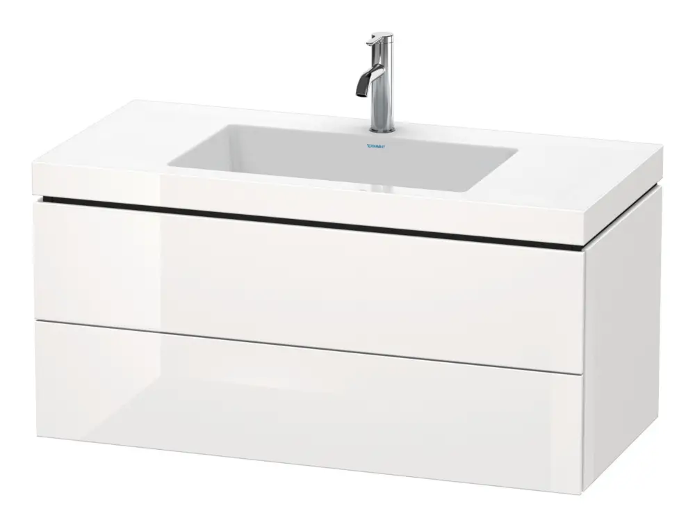 Aktuell Duravit L-Cube c-bonded Komplett-Set mit 2 Auszügen mit Hahnloch ohne Überlauf 1000 x 500 x 480 mm - Graphit Supermatt