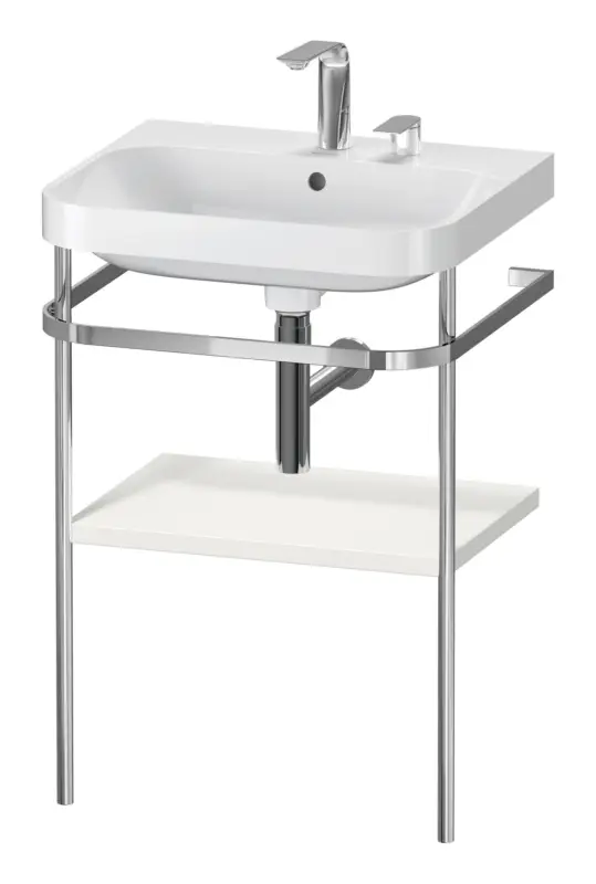 Duravit Happy D.2 Plus c-shaped Komplett-Set mit Metallkonsole mit 2 Hahnlöchern 575 x 850 x 490 mm - Nordic Weiß Seidenmatt Neuheit