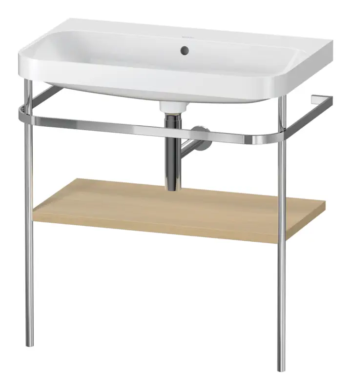 Billig Duravit Happy D.2 Plus c-shaped Komplett-Set mit Metallkonsole ohne Hahnloch 775 x 850 x 490 mm - Mediterrane Eiche Matt