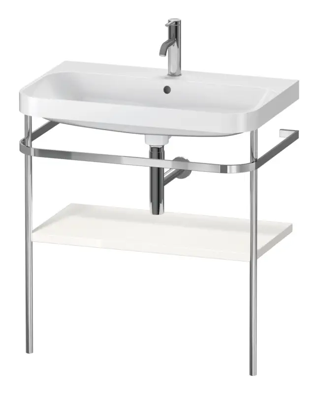 Duravit Happy D.2 Plus c-shaped Komplett-Set mit Metallkonsole mit 1 Hahnloch 775 x 850 x 490 mm - Weiß Hochglanz Heißes Angebot
