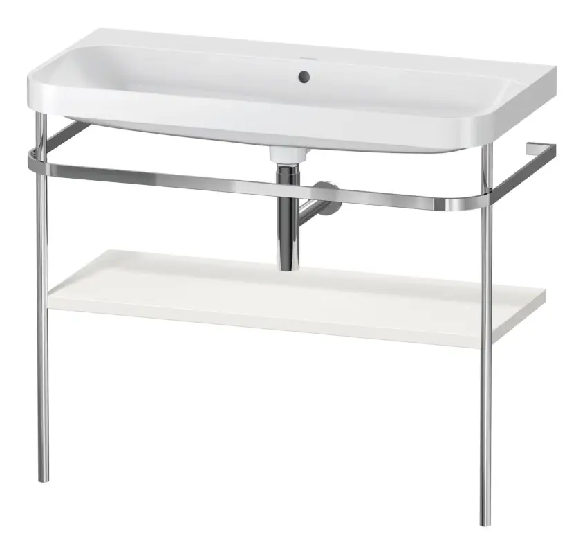 Top-Angebot Duravit Happy D.2 Plus c-shaped Komplett-Set mit Metallkonsole ohne Hahnloch 975 x 850 x 490 mm - Nordic Weiß Seidenmatt