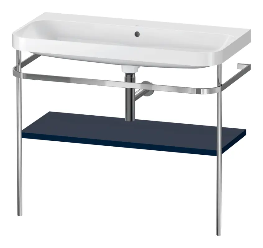Duravit Happy D.2 Plus c-shaped Komplett-Set mit Metallkonsole ohne Hahnloch 975 x 850 x 490 mm - Nachtblau Seidenmatt Sonderangebot