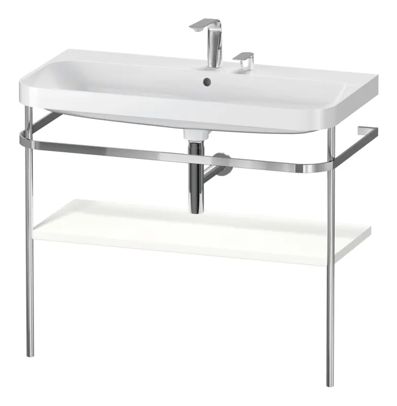 Duravit Happy D.2 Plus c-shaped Komplett-Set mit Metallkonsole mit 2 Hahnlöchern 975 x 850 x 490 mm - Weiß Seidenmatt Sichere Zahlung