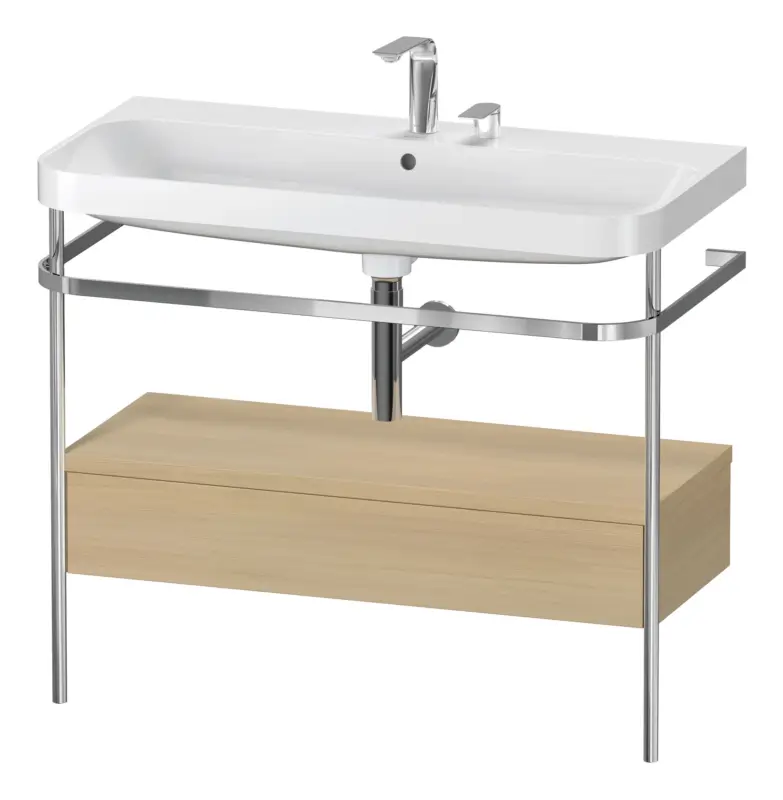 Jetzt Bestellen Duravit Happy D.2 Plus c-shaped Komplett-Set mit Metallkonsole und Schubkasten mit 2 Hahnlöchern 975 x 850 x 490 mm - Mediterrane Eiche Matt