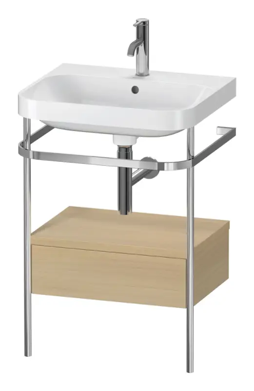 Duravit Happy D.2 Plus c-shaped Komplett-Set mit Metallkonsole und Schubkasten mit 1 Hahnloch 575 x 850 x 490 mm - Mediterrane Eiche Matt Letzte Chance