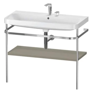 Abverkauf Duravit Happy D.2 Plus c-shaped Komplett-Set mit Metallkonsole mit 2 Hahnlöchern 975 x 850 x 490 mm - Steingrau Seidenmatt