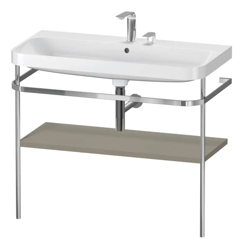 Abverkauf Duravit Happy D.2 Plus c-shaped Komplett-Set mit Metallkonsole mit 2 Hahnlöchern 975 x 850 x 490 mm - Steingrau Seidenmatt