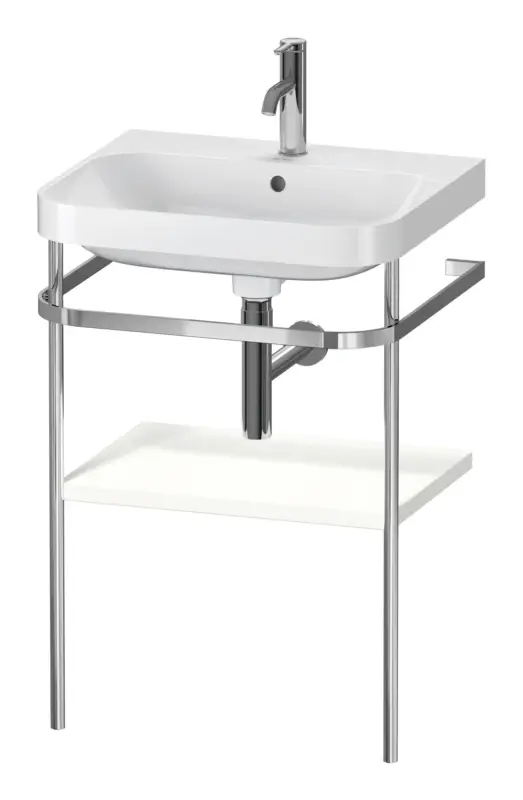Highlight Duravit Happy D.2 Plus c-shaped Komplett-Set mit Metallkonsole mit 1 Hahnloch 575 x 850 x 490 mm - Weiß Seidenmatt