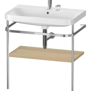 Abverkauf Duravit Happy D.2 Plus c-shaped Komplett-Set mit Metallkonsole mit 2 Hahnlöchern 775 x 850 x 490 mm - Mediterrane Eiche Matt