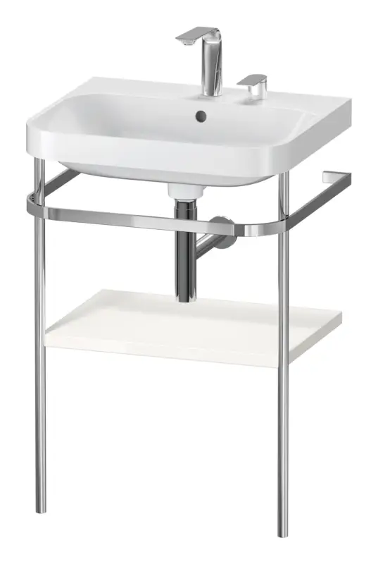 Duravit Happy D.2 Plus c-shaped Komplett-Set mit Metallkonsole mit 2 Hahnlöchern 575 x 850 x 490 mm - Weiß Hochglanz Neuheit