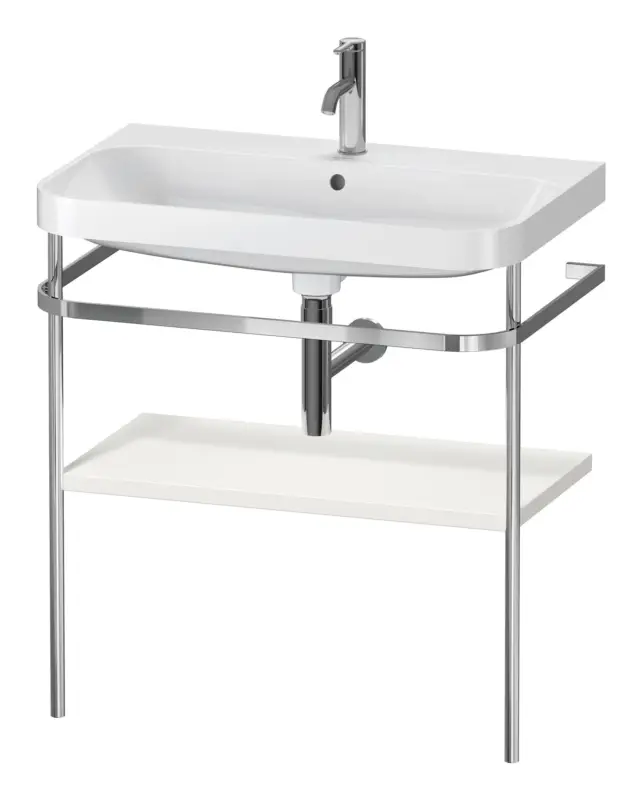 Duravit Happy D.2 Plus c-shaped Komplett-Set mit Metallkonsole mit 1 Hahnloch 775 x 850 x 490 mm - Nordic Weiß Seidenmatt Garantierte Lieferung