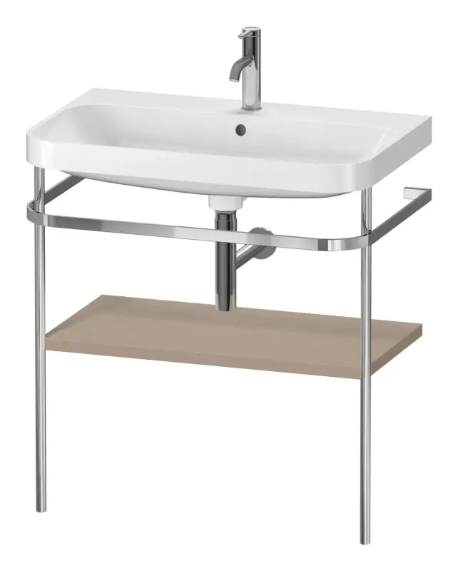 Duravit Happy D.2 Plus c-shaped Komplett-Set mit Metallkonsole mit 1 Hahnloch 775 x 850 x 490 mm - Leinen Matt Begrenztes Angebot