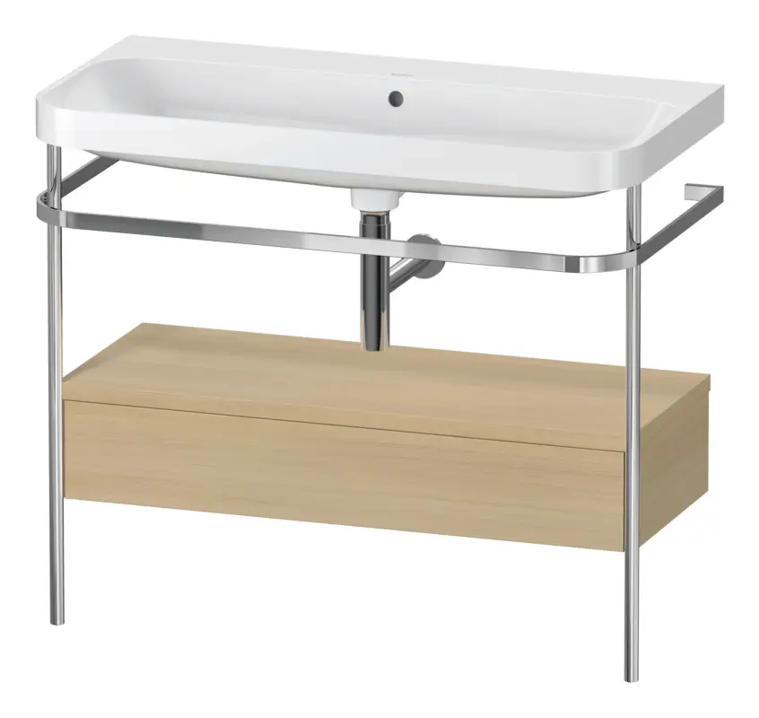 Sale Duravit Happy D.2 Plus c-shaped Komplett-Set mit Metallkonsole und Schubkasten ohne Hahnloch 975 x 850 x 490 mm - Mediterrane Eiche Matt